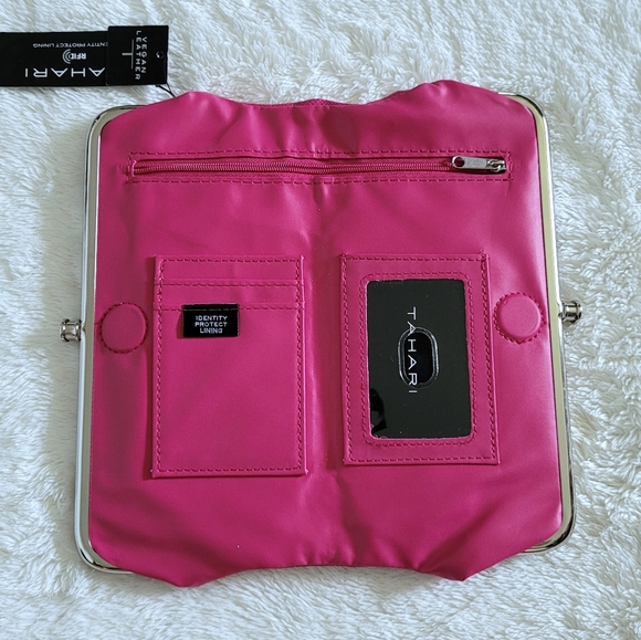 Tahari Hot🔥 Pink💕 Double✌️ Frame Clutch - NWT - Picture 6 of 14